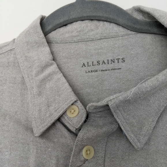 All Saints Casual Grey Melange Button Down Shirt - Picture 2 of 7